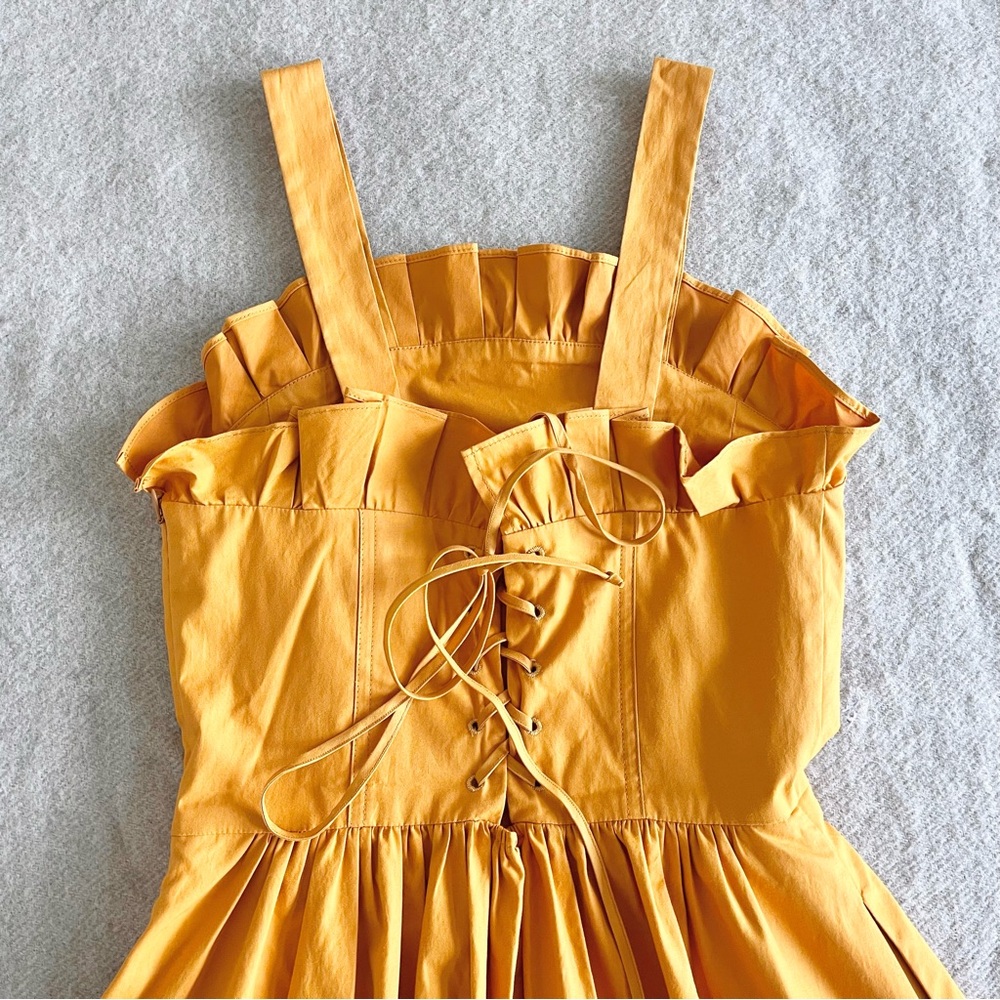 SEA New York sunrise ruffle lace up dress in marigold - Picture 9 of 13